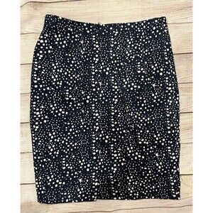 Pure Collection Navy White Dots Back Zip Lined Slit skirt size 6